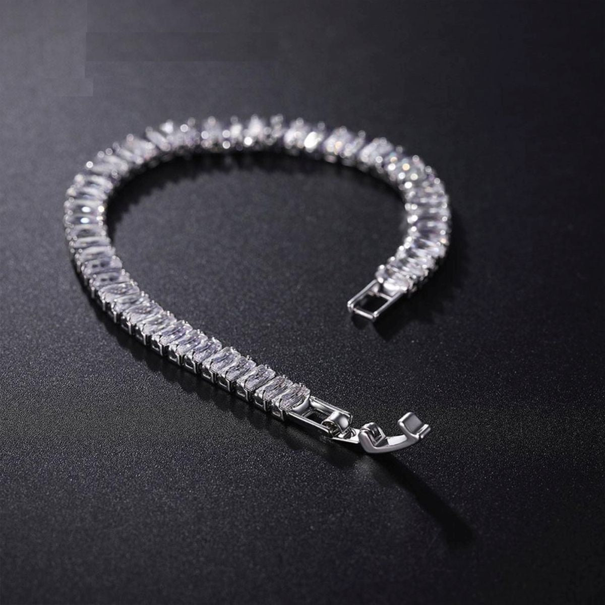Silver Baguette CZ American Diamond CZ Tennis Bracelet Bulk