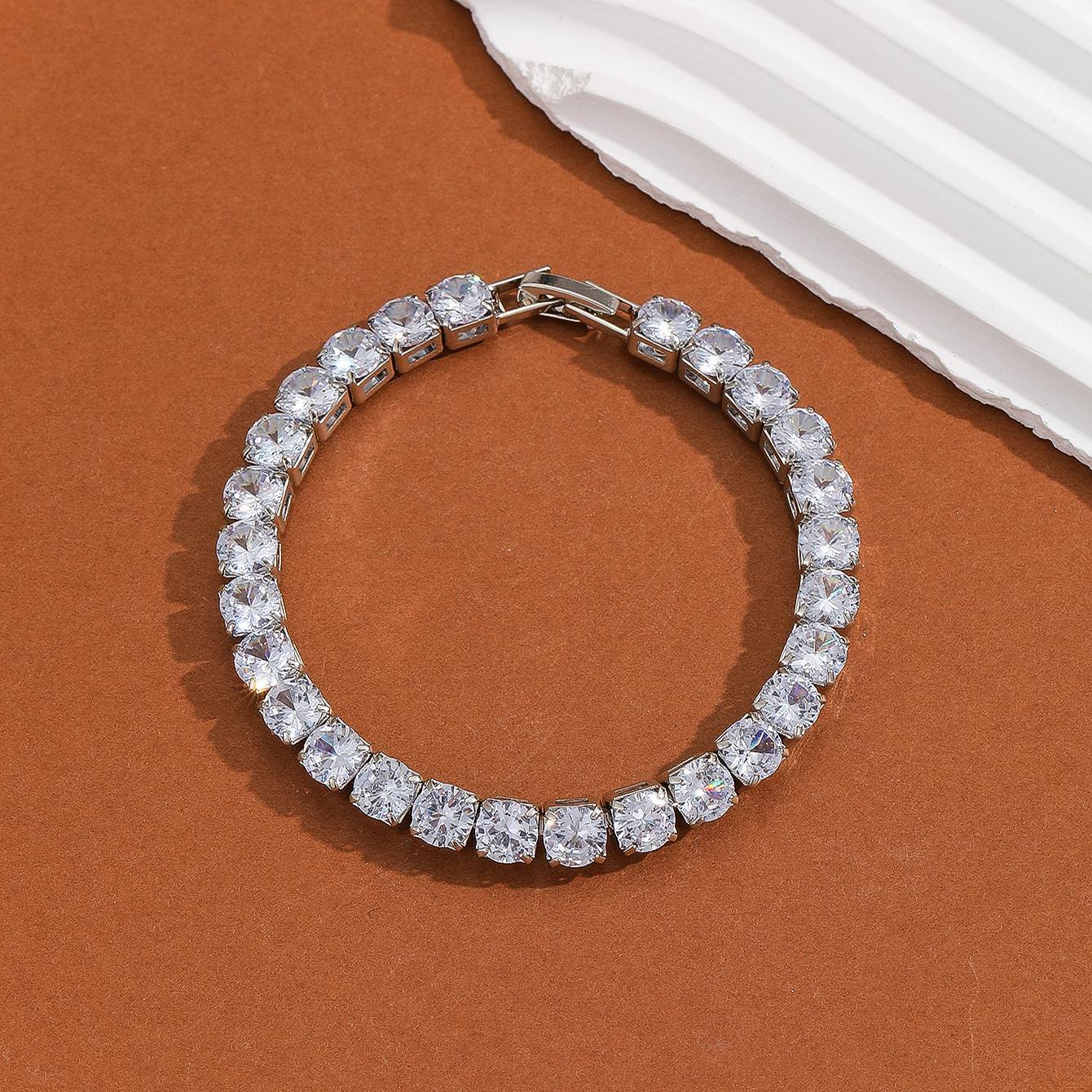 Classic Cubic Zirconia American Diamond Silver Tennis Bracelet Bulk
