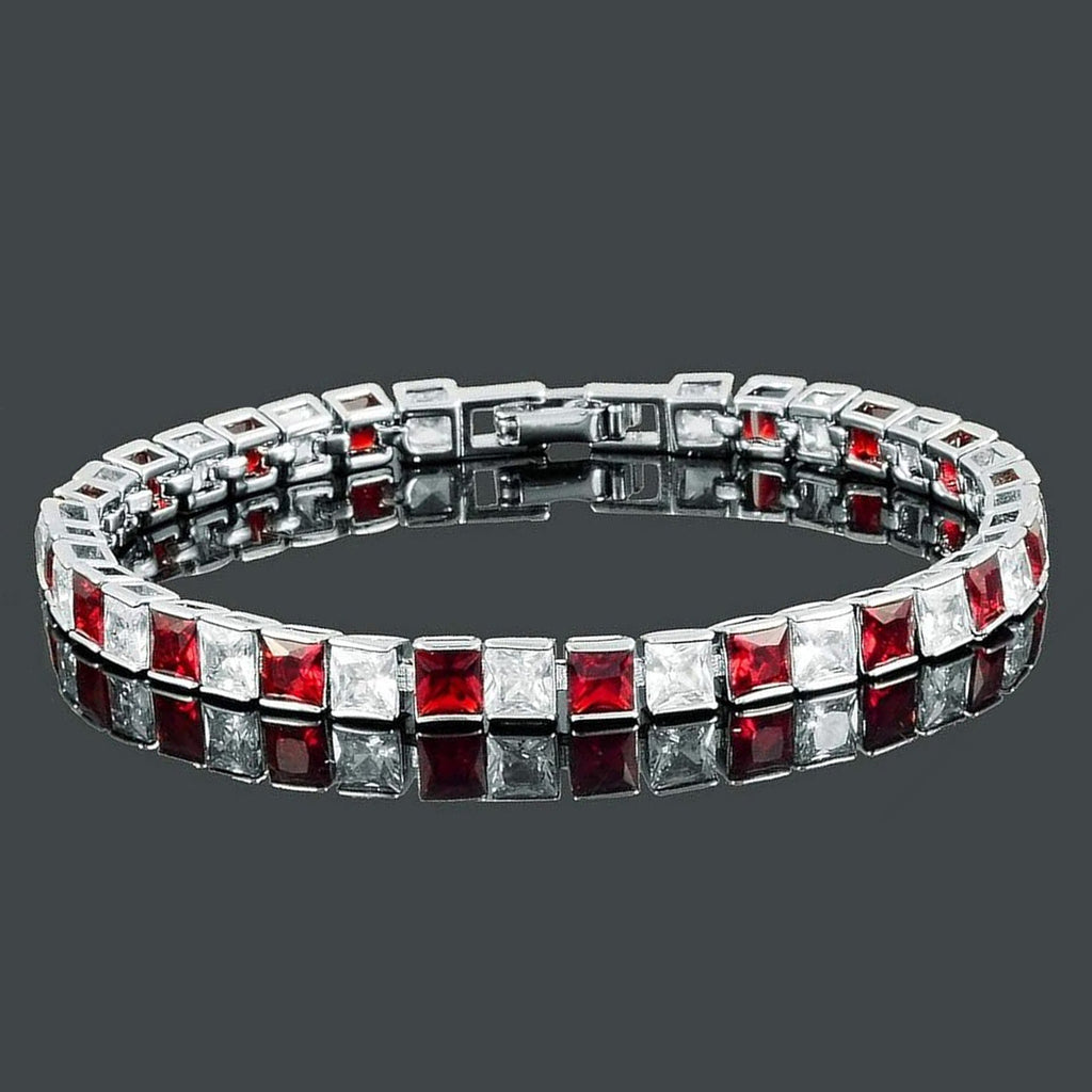 Classic Princess Cubic Zirconia Ruby Red Tennis Bracelet Women Bulk