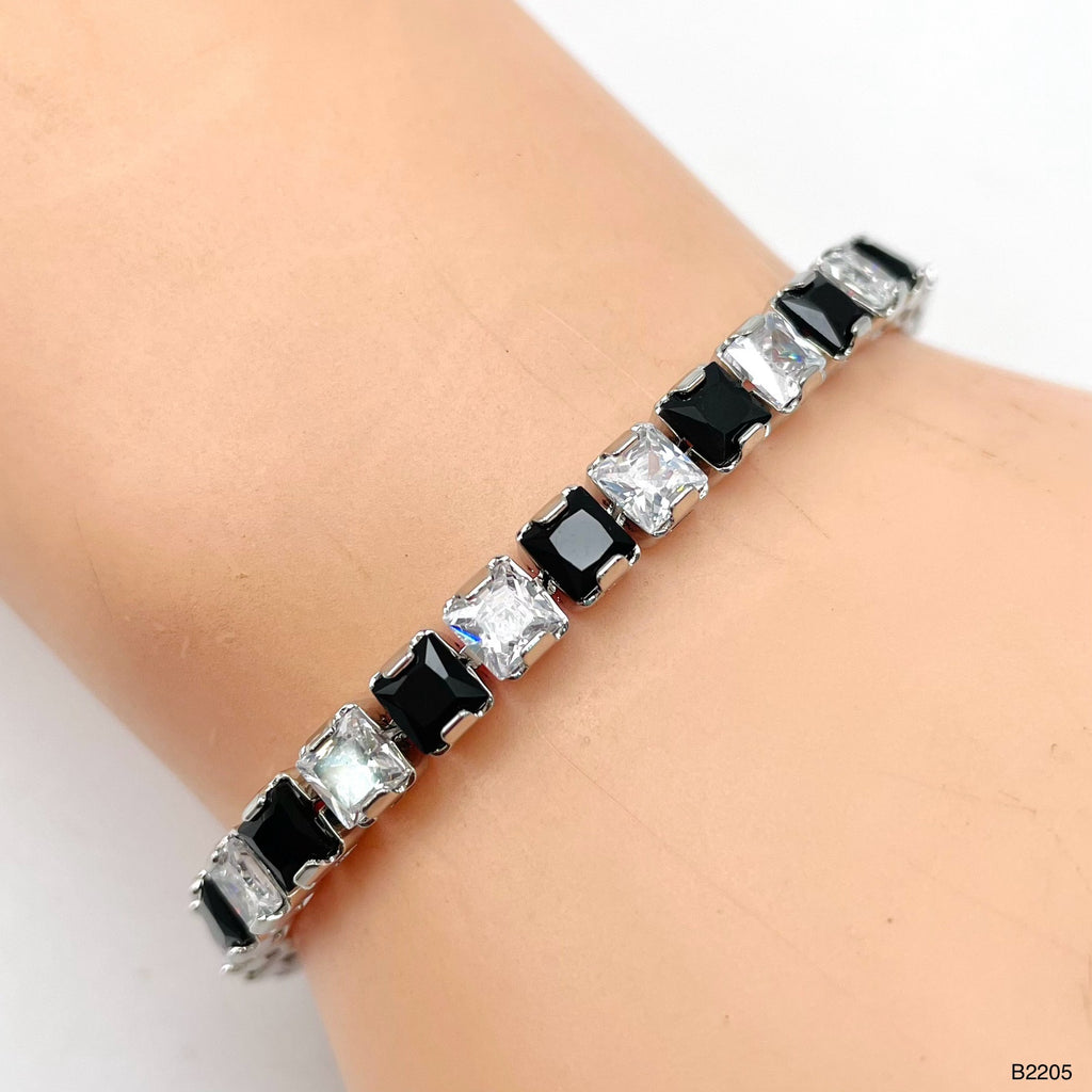 Classic Princess Cubic Zirconia Black Spinel Tennis Bracelet Bulk