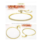 Gold Cubic Zirconia American Diamond Slider Tennis Bracelet Women