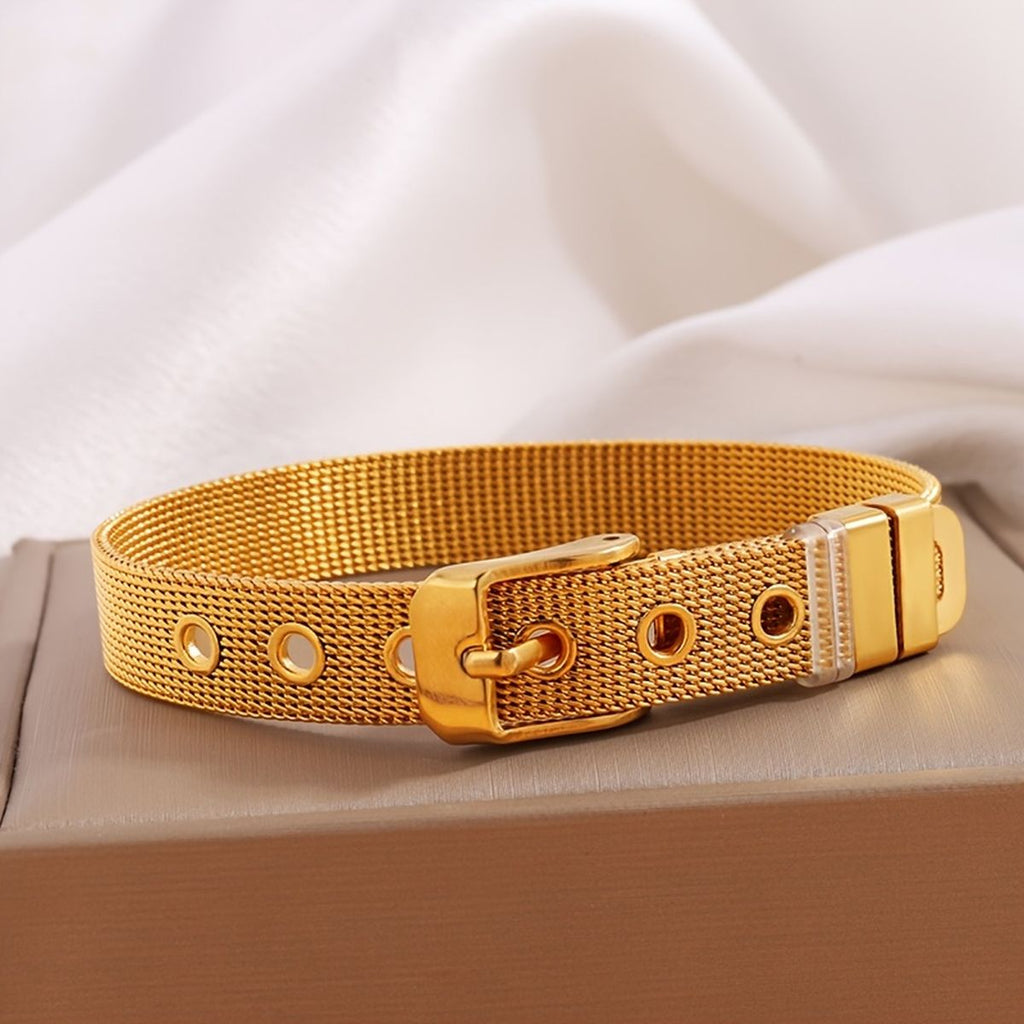 Watch Strap Mesh Belt Buckle 18K Gold Stainless Steel Bracelet Bulk