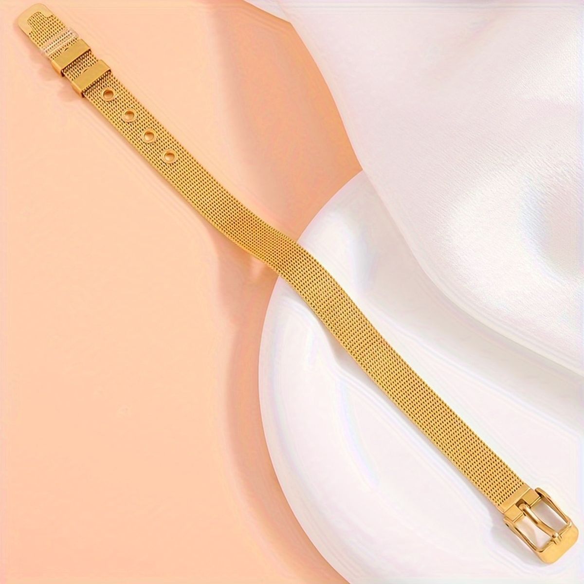 Watch Strap Mesh Belt Buckle 18K Gold Stainless Steel Bracelet Bulk