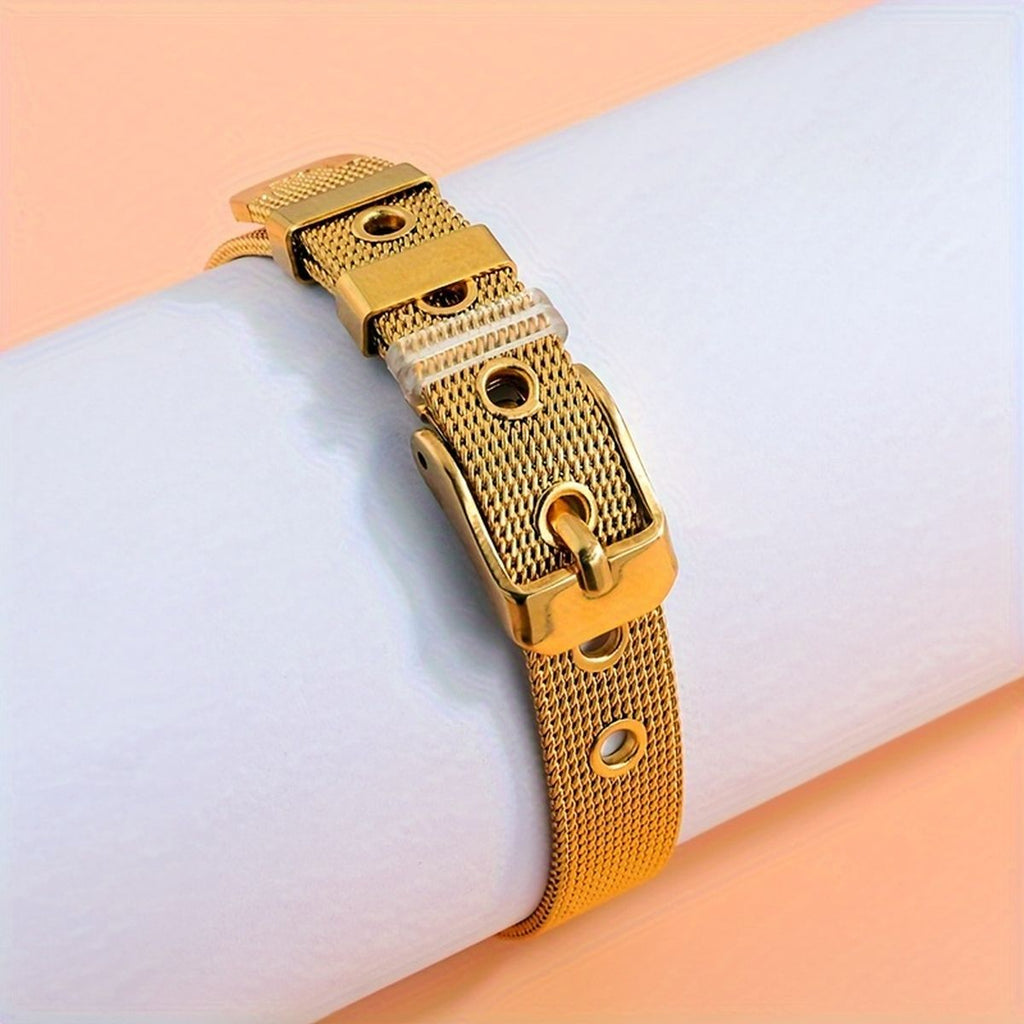 Watch Strap Mesh Belt Buckle 18K Gold Stainless Steel Bracelet Bulk