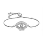 Turkish Evil Eye Lucky CZ American Diamond Slider Bracelet Bulk