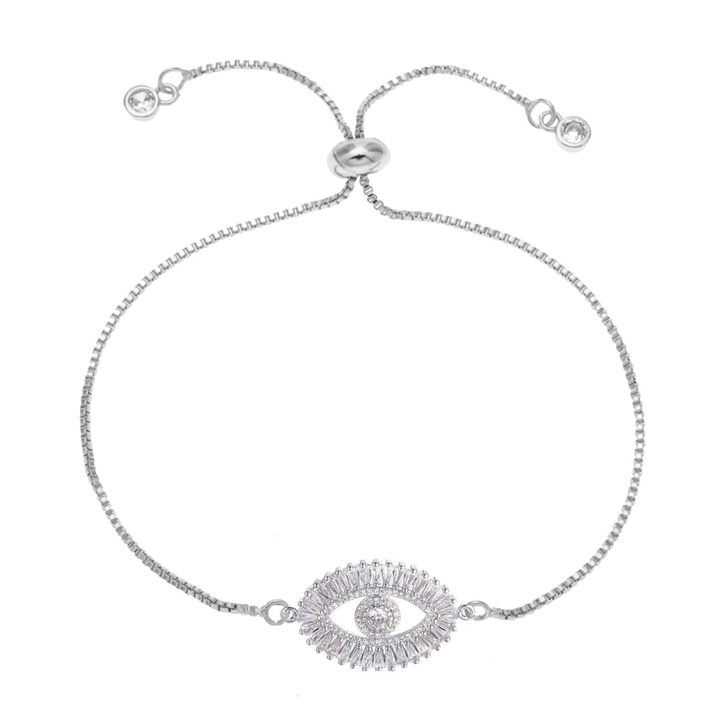 Turkish Evil Eye Lucky CZ American Diamond Slider Bracelet Bulk