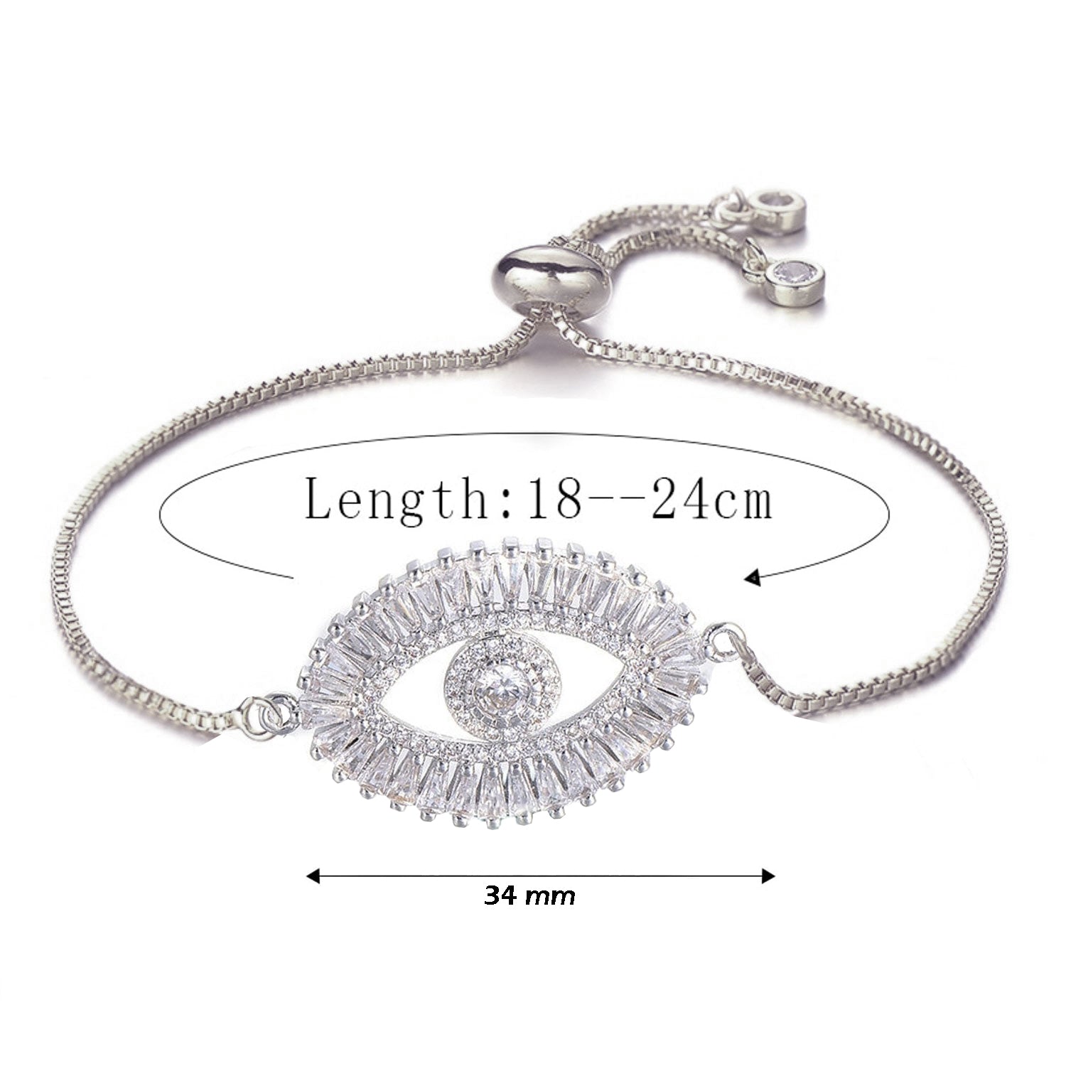 Turkish Evil Eye Lucky CZ American Diamond Slider Bracelet Bulk