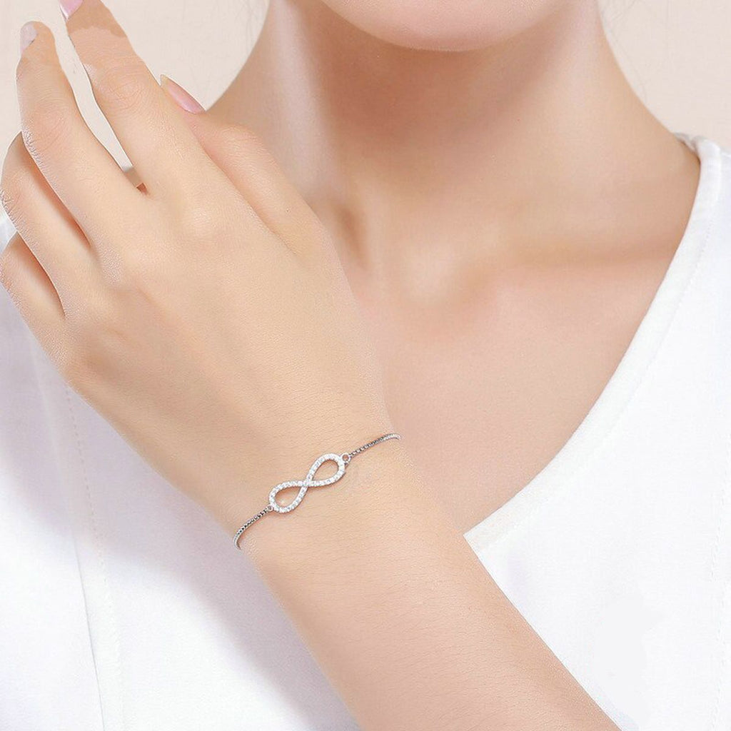 Infinity Gold Baguette Cubic Zirconia American Diamond Bracelet Bulk