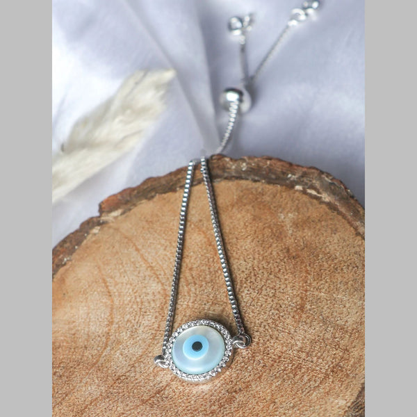 Silver Blue Evil Eye Lucky CZ American Diamond Bracelet Bulk Main image
