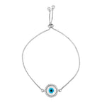 Silver Blue Evil Eye Lucky CZ American Diamond Bracelet Bulk
