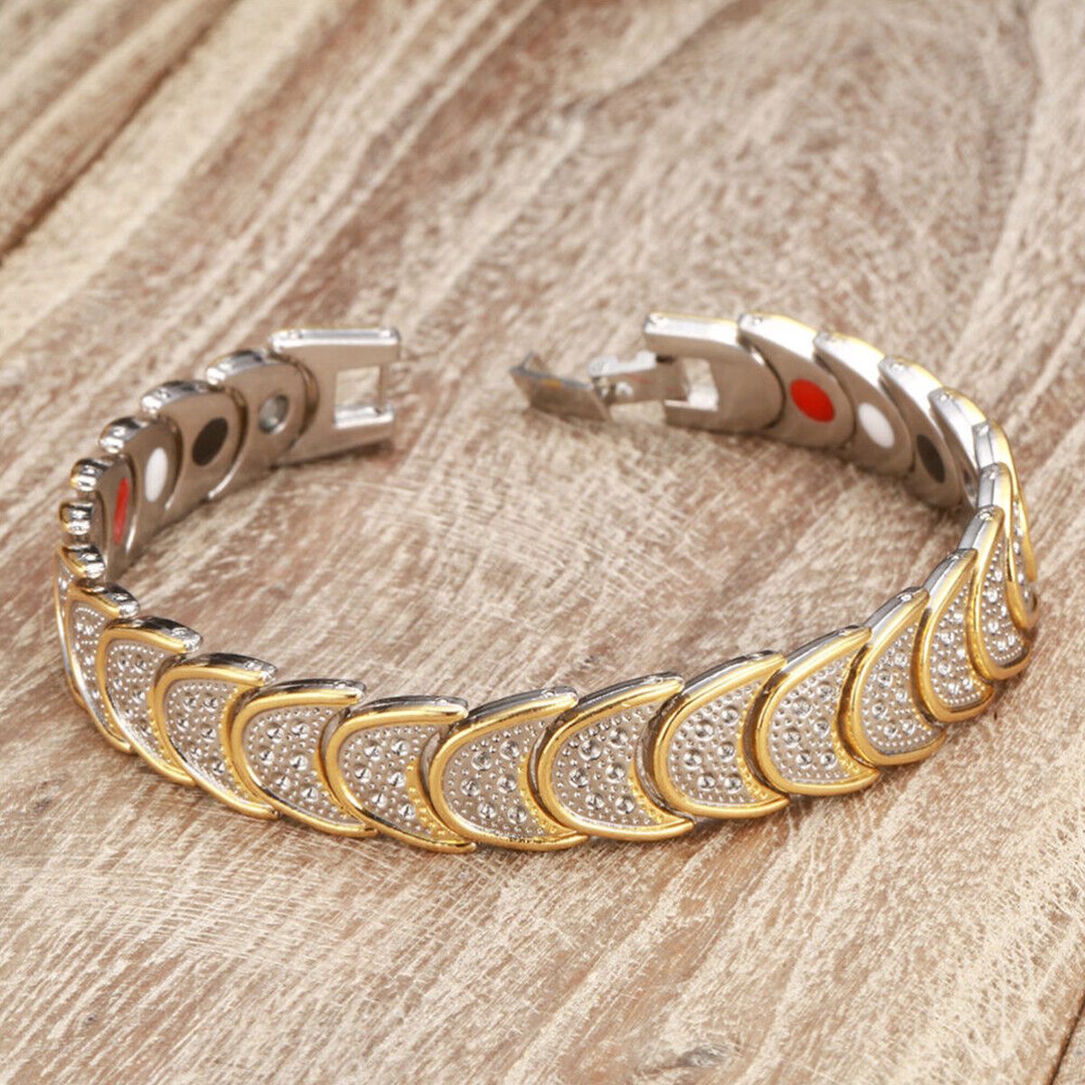 Gold Silver Stainless Steel Magnet Health Care Therapy Energy Bracelet Main image