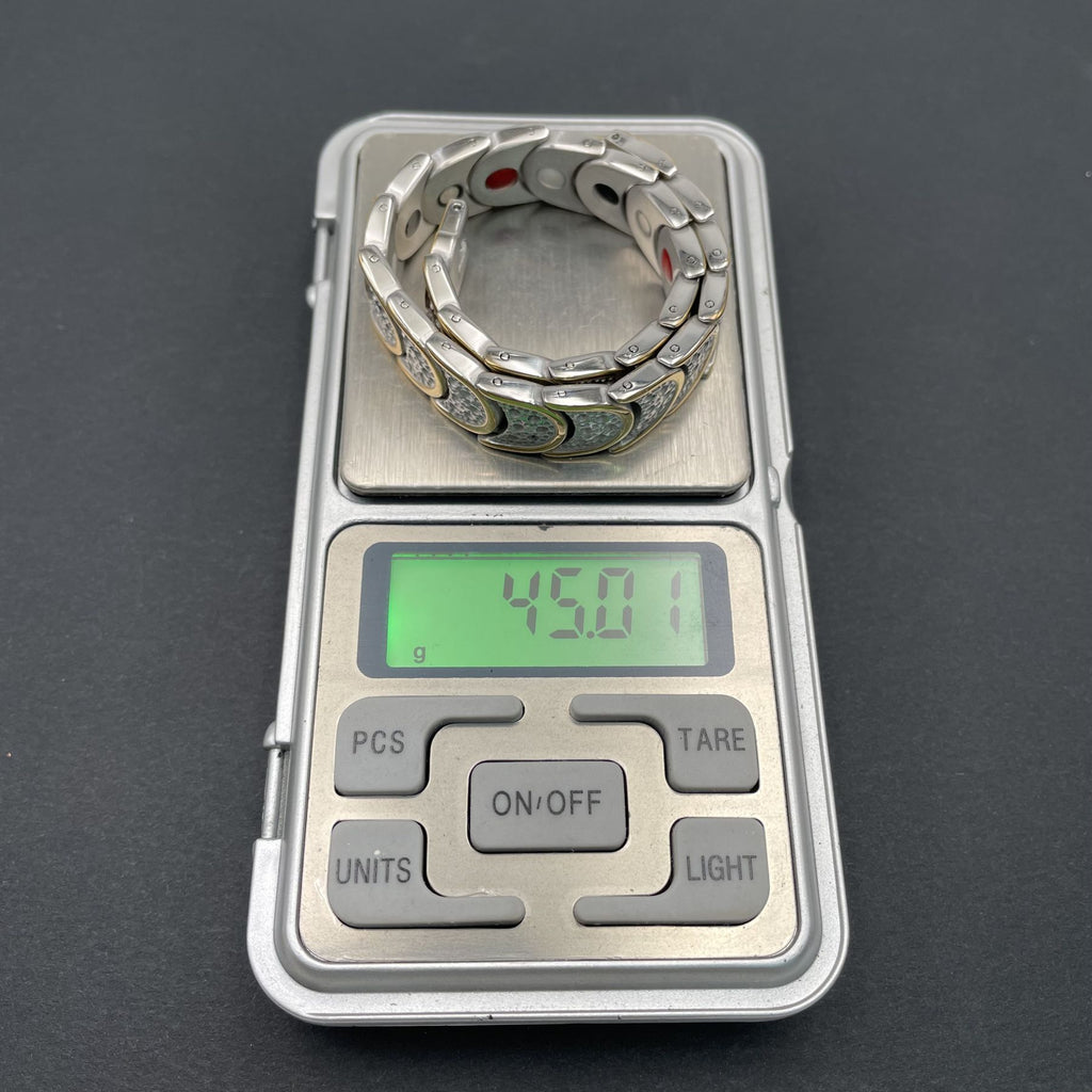 Gold Silver Stainless Steel Magnet Health Care Therapy Energy Bracelet