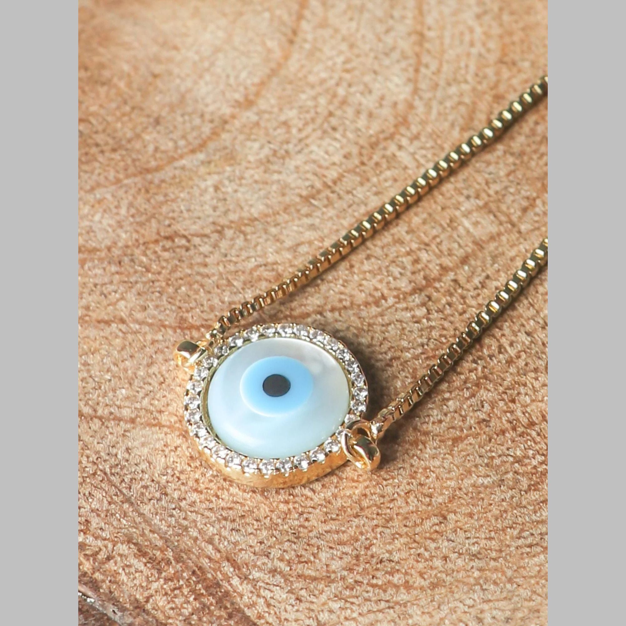 Gold Blue Evil Eye Nazariya Mother Of Pearl CZ Bracelet Bulk