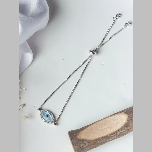 Silver Blue Evil Eye Nazariya Mother Of Pearl CZ Bracelet Bulk Main image