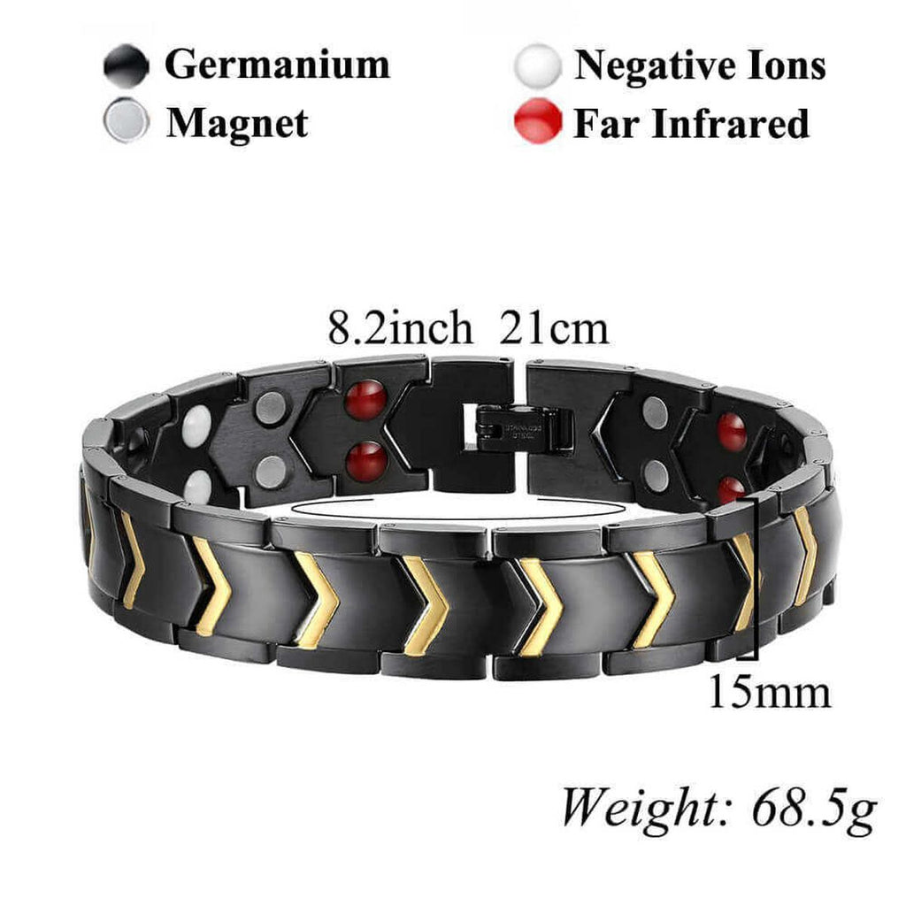 Magnet Therapy Health Energy Black Gold Bracelet For Men Bulk