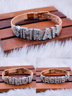 Personalised Name Alphabet Initial Letter Stainless Steel Rhinestone Bracelet