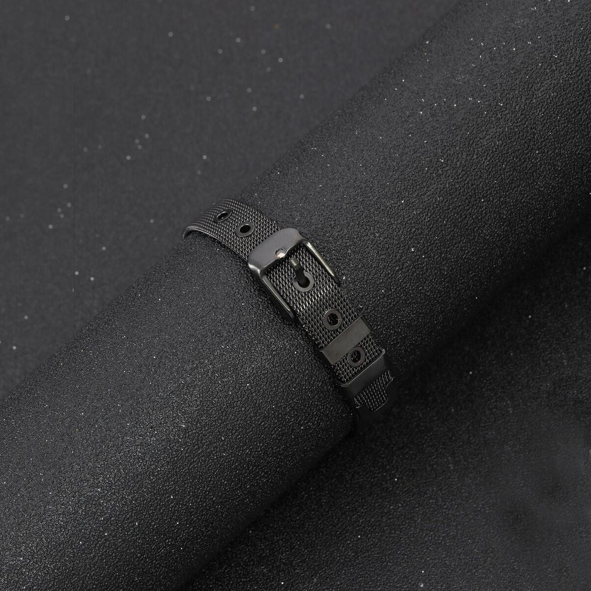 Mesh Belt Buckle Black Surgical Stainless Steel Adjustable Bracelet