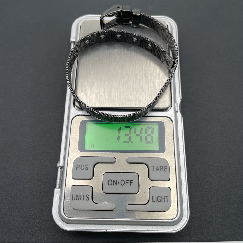 Mesh Belt Buckle Black Surgical Stainless Steel Adjustable Bracelet