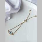Turkish Evil Eye Mother Of Pearl CZ Gold Slider Bracelet Bulk
