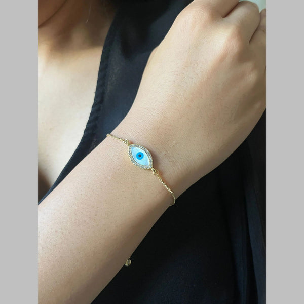 Turkish Evil Eye Mother Of Pearl CZ Gold Slider Bracelet Bulk Secondary image