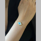 Evil Eye Hamsa Gold Mother Of Pearl CZ Slider Bracelet Bulk