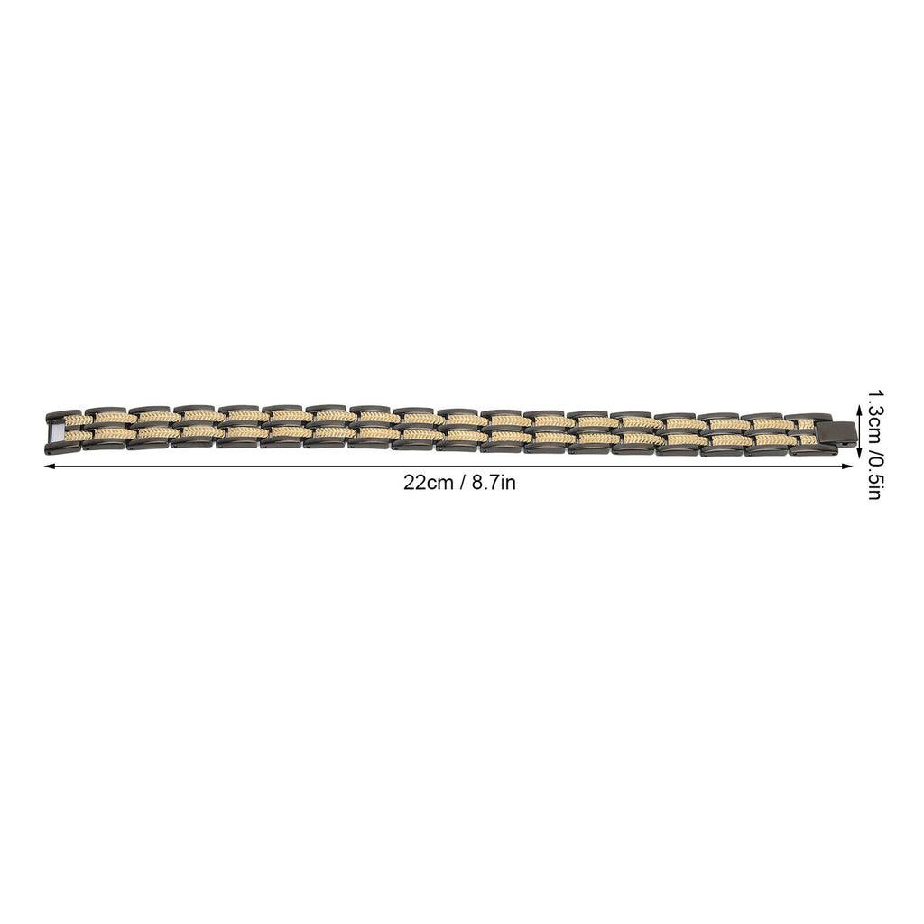 Titanium Stainless Steel Black Gold Magnet Health Therapy Bio Energy Bracelet Men