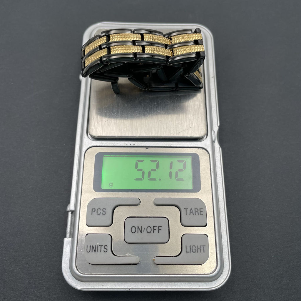 Titanium Stainless Steel Black Gold Magnet Health Therapy Bio Energy Bracelet Men