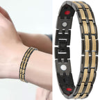 Titanium Stainless Steel Black Gold Magnet Health Therapy Bio Energy Bracelet Men
