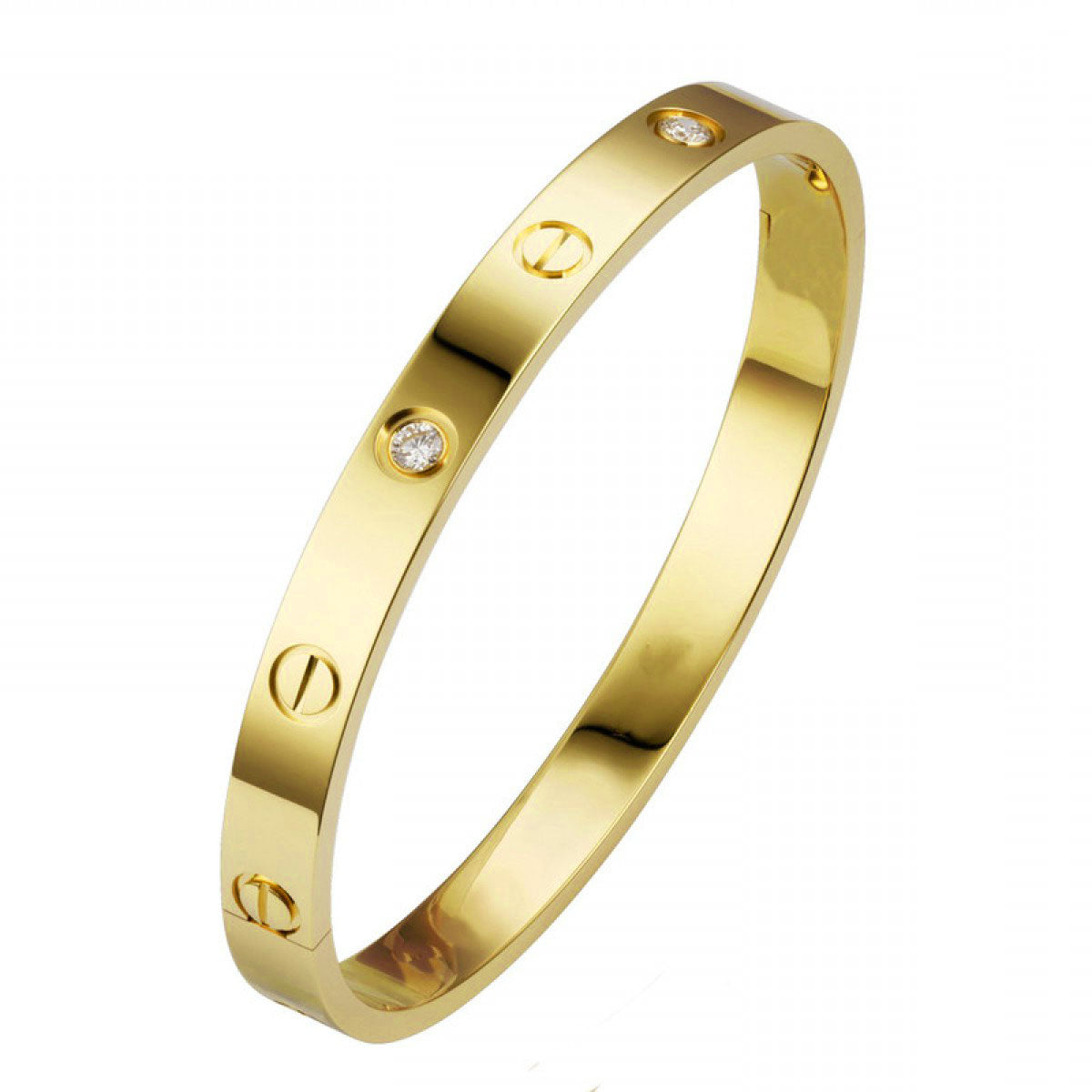 Screw Luxury Gold Cubic Zirconia Stainless Steel Cuff Kada Bangle Bulk