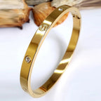 Screw Luxury Gold Cubic Zirconia Stainless Steel Cuff Kada Bangle Bulk