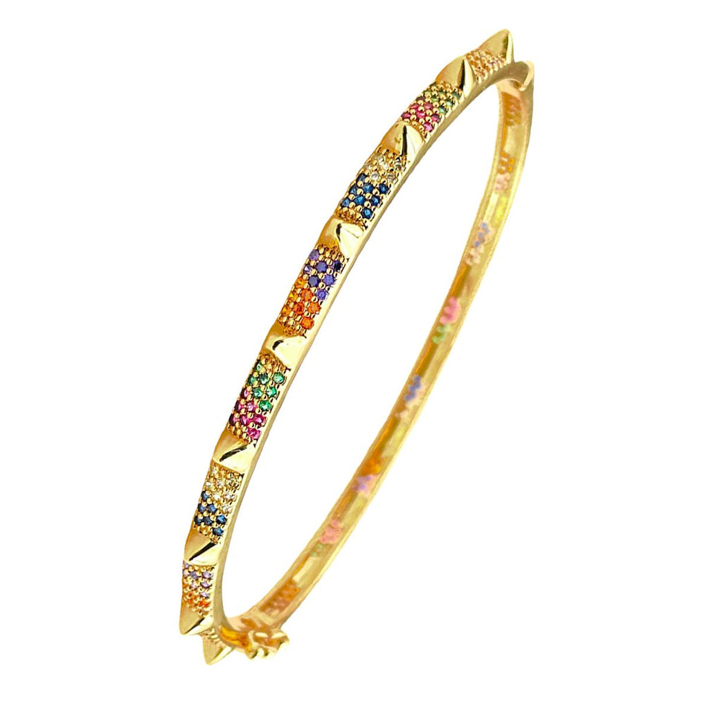 Copper CZ Crystal Rainbow Gold Cuff Kada Bangle Girls Bulk