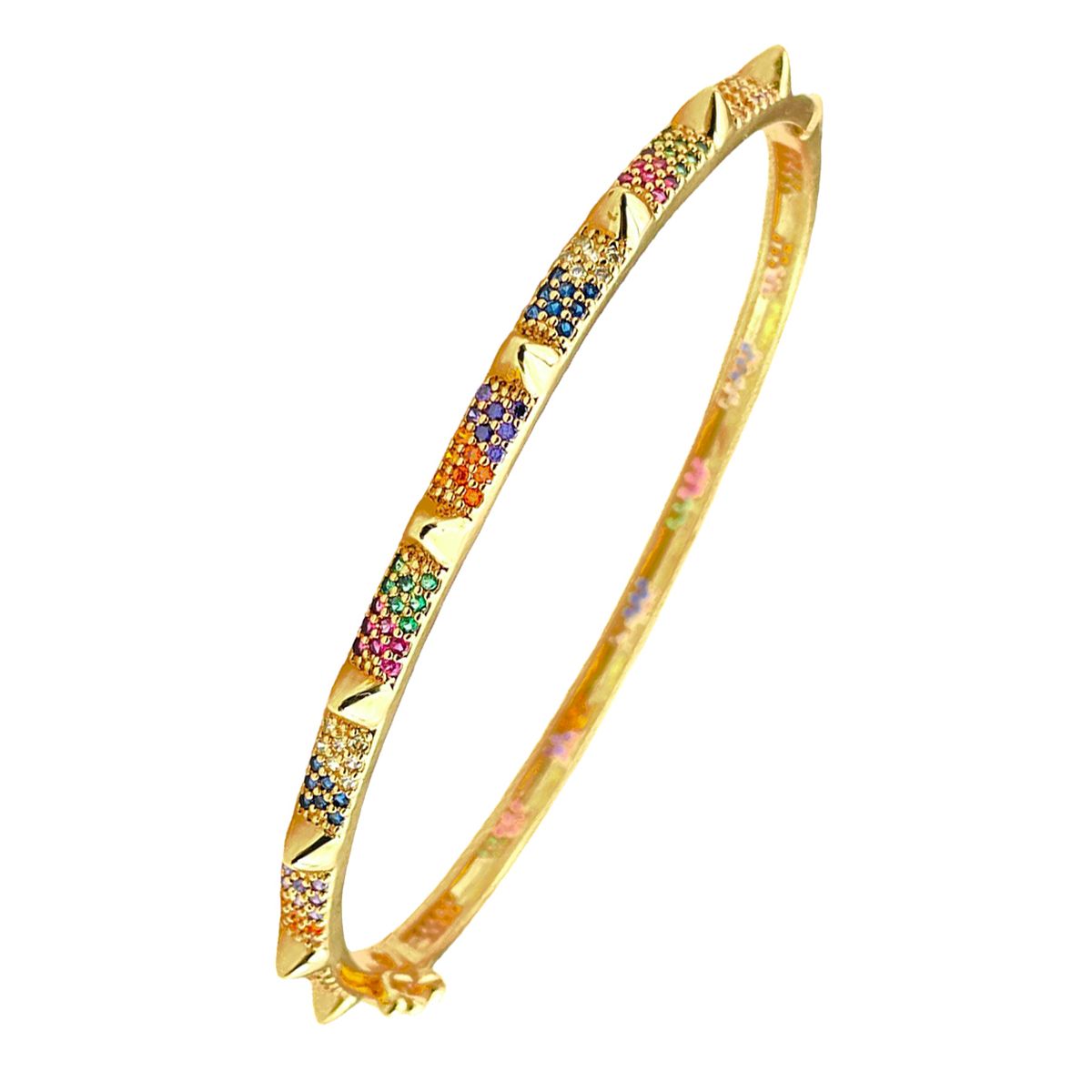 Copper CZ Crystal Rainbow Gold Cuff Kada Bangle Girls Bulk