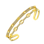 Stylish Gold Cubic Zirconia Copper Single Cuff Kada Bangle Women Bulk