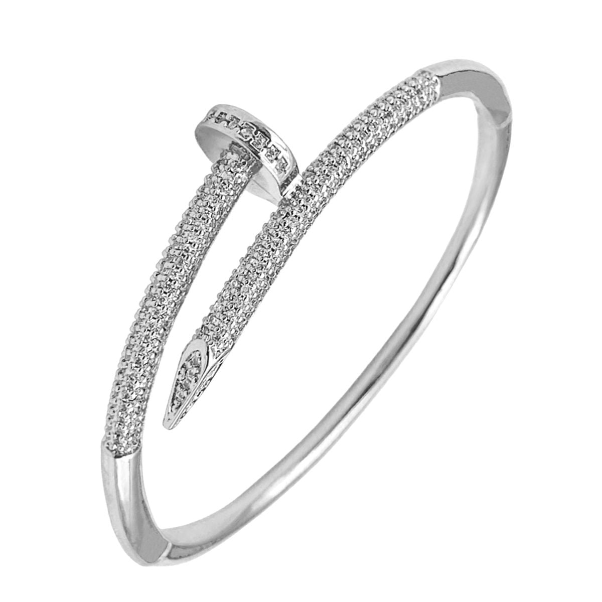 Copper CZ Silver Nail Cuff Kada Bangle Bracelet Girls Bulk