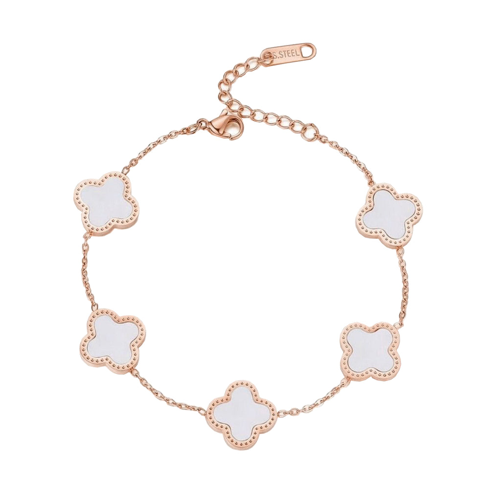 Copper White Rose Gold Clover Bracelet For Women Bulk