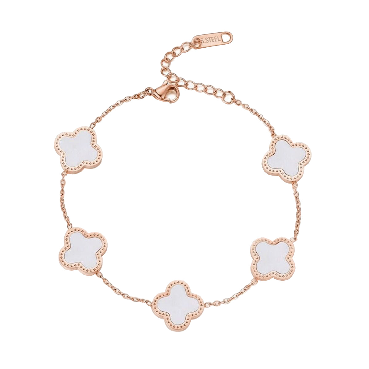 Copper White Rose Gold Clover Bracelet For Women Bulk
