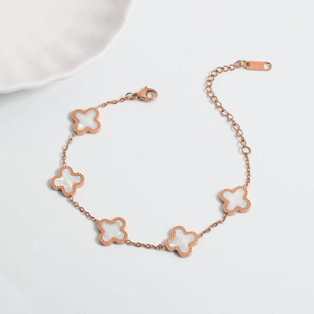Copper White Rose Gold Clover Bracelet For Women Bulk