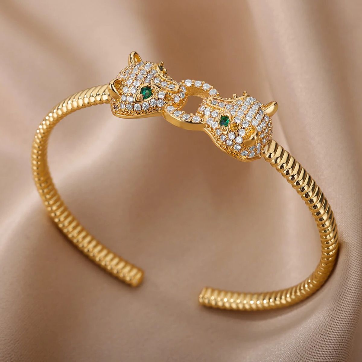 Panther Gold American Diamond Adjustable Cuff Kada Women Bulk