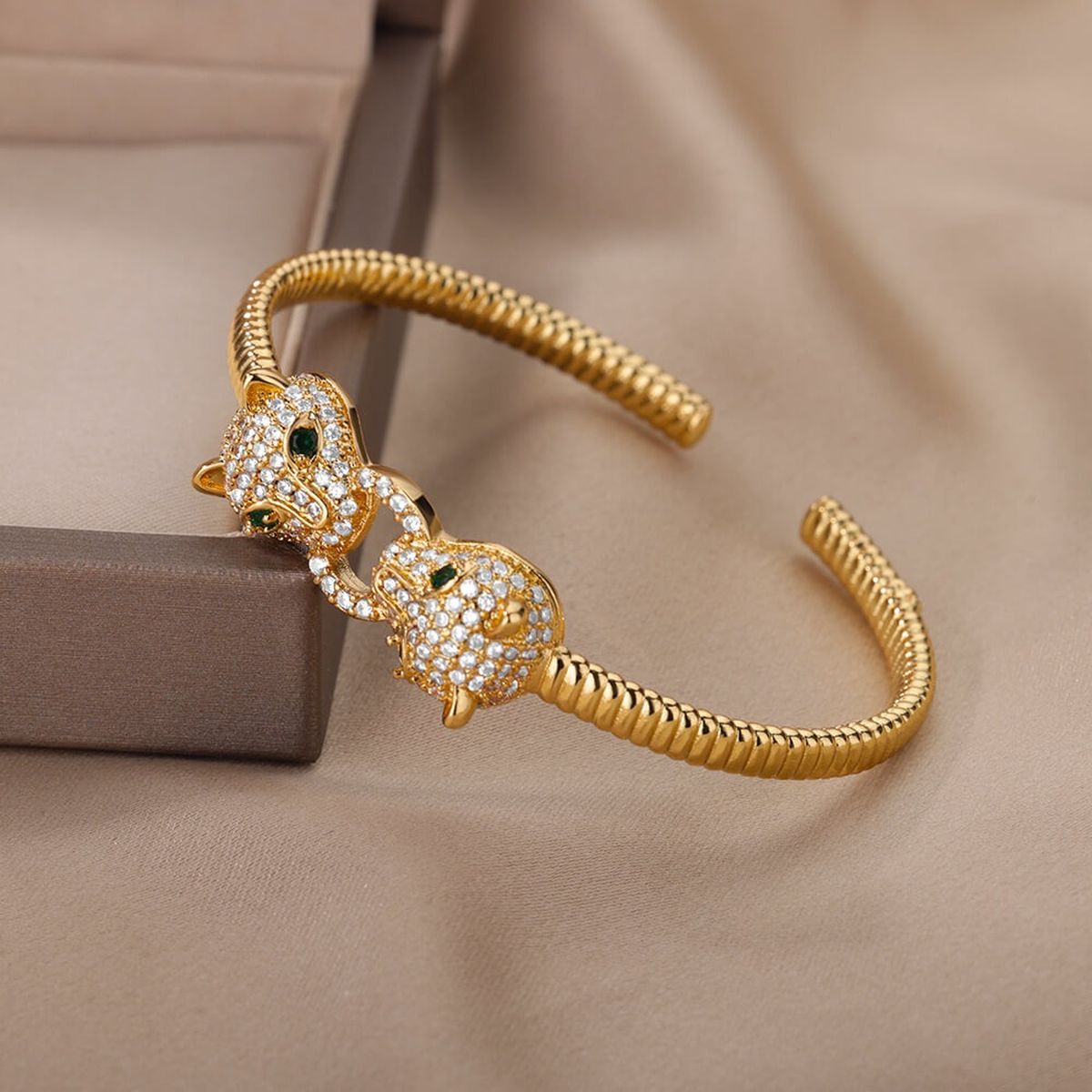 Panther Gold American Diamond Adjustable Cuff Kada Women Bulk