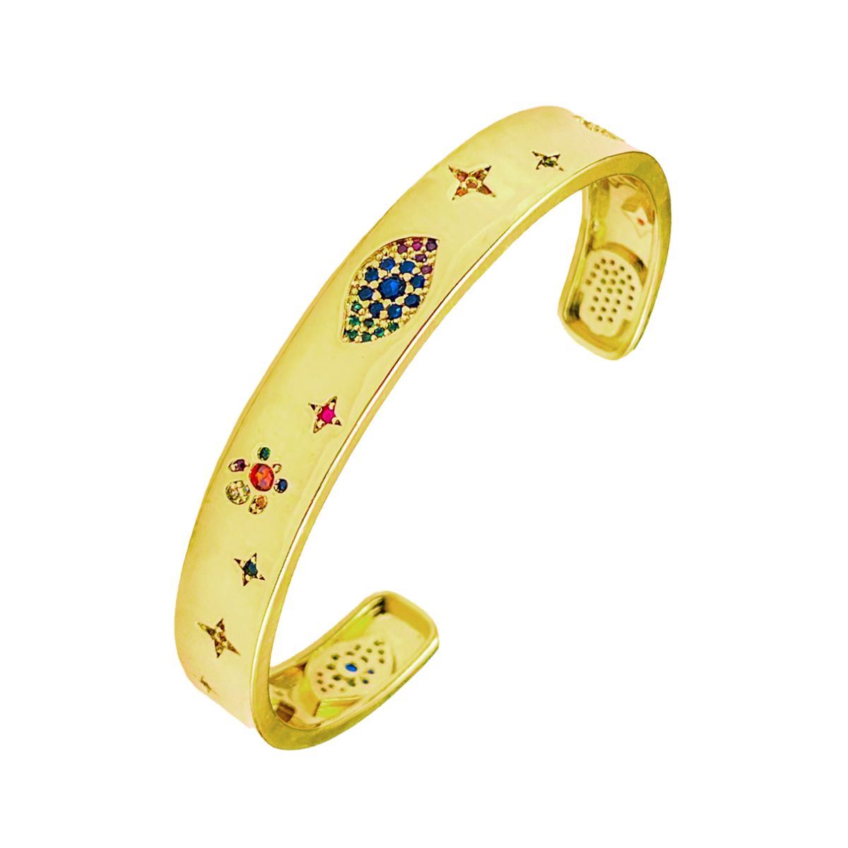 Copper Crystal Gold Blue Evil Eye Cuff Kada For Women Bulk