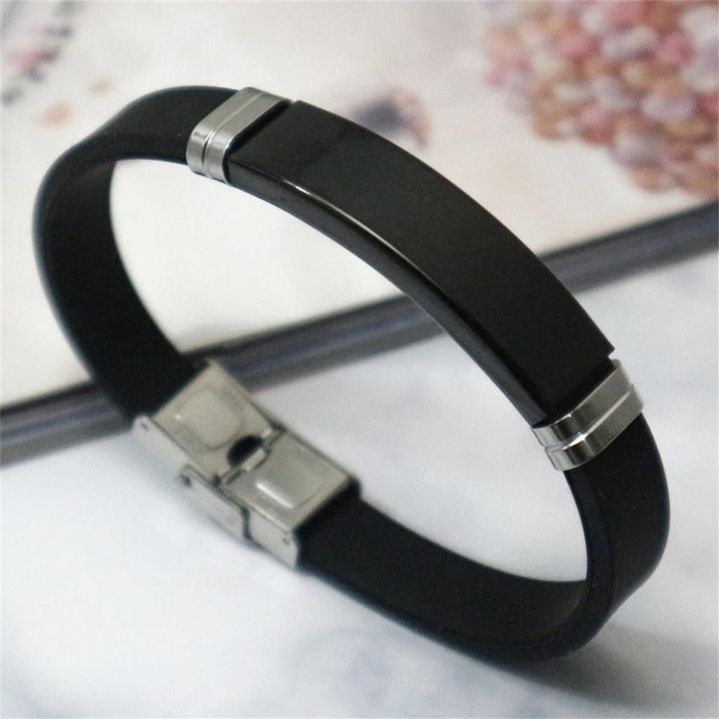 Customized Personalised Letter Engraved Id Wrist Band Bracelet Bulk