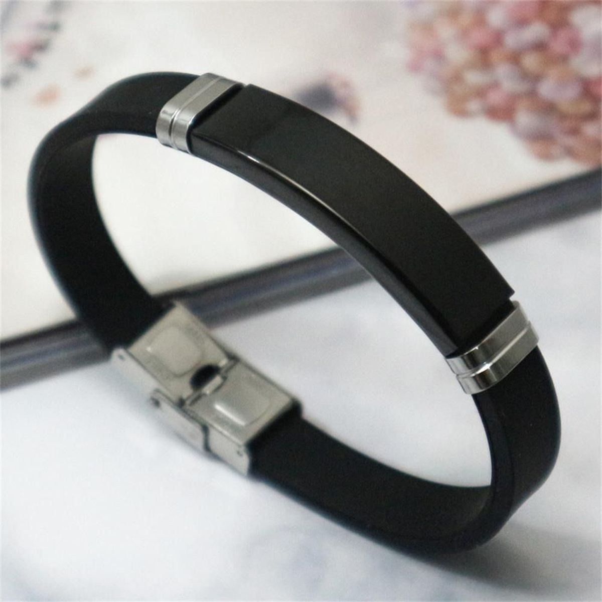 Customized Personalised Letter Engraved Id Wrist Band Bracelet Bulk