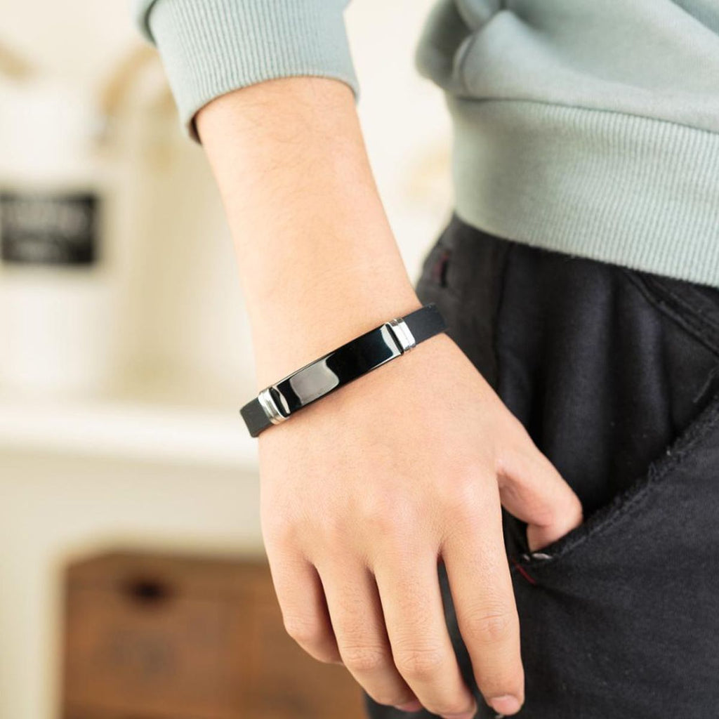 Customized Personalised Letter Engraved Id Wrist Band Bracelet Bulk