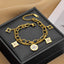 Square Flower Clover Gold Stainless Steel Dual Chain Bracelet Bulk