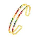 Rainbow Dual Layer Gold Crystal Cubic Zirconia Cuff Kada Bangle Bulk