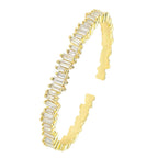 Stylish Gold Baguette Crystal Cubic Zirconia Cuff Kada Bangle Bulk