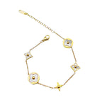 Clover Star Round Stainless Steel Gold White Bracelet For Women Bulk