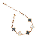 Clover Rose Gold Black White Stainless Steel Bracelet For Women Bulk