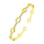 Stylish Oval Gold Copper American Diamonds Cuff Kada Bangle Women Bulk