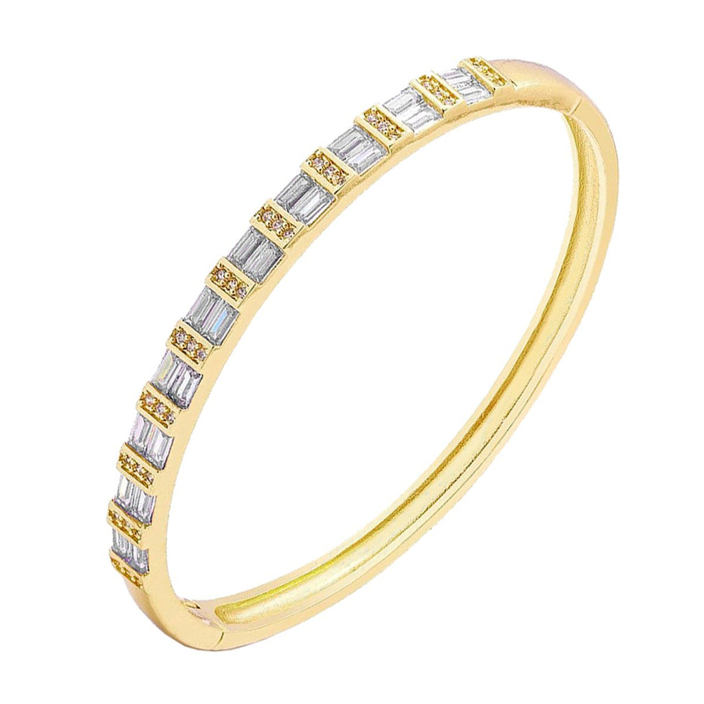 Copper Gold Baguette Cubic Zirconia Crystal Bangle Cuff Kada Bulk